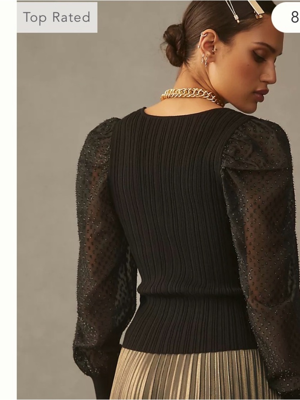 Anthropologie Puff-Sleeve Shimmer Sweater  Size 2X - Picture 2 of 10